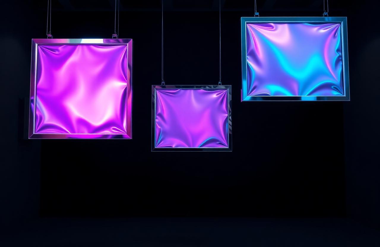 AI image generator producing photorealistic hero prints suspended in a high-key chromatic studio