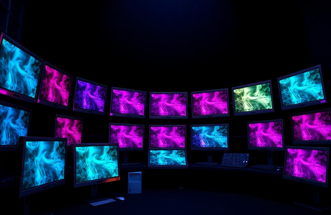 AI video for agencies with layered client ad creative panels on an iridescent chrome backdrop